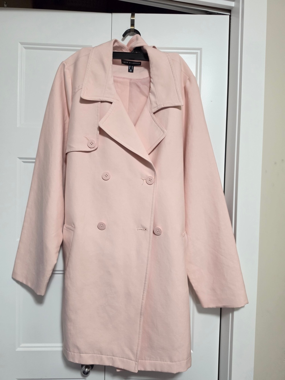 Love & Legend Baby Pink Double-Breasted Trench Coat Size 22